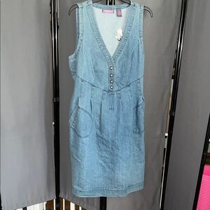 Chic Denim Midi Dress with Button Detail
